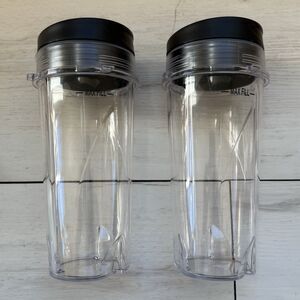 2-Genuine Ninja Mixer Blender Cups Tumbler W/ Sippy Lid 16Oz To Go Drinkng Cups